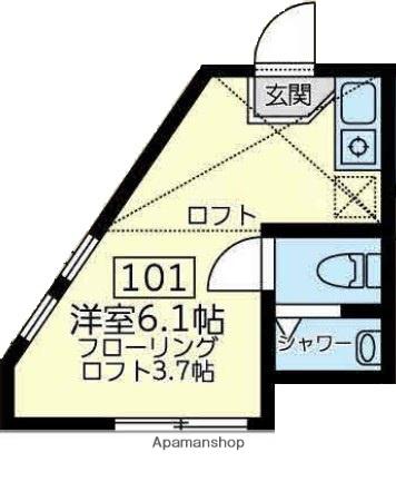 ユナイト金沢八景セシル・パウエル(ワンルーム/1階)の間取り写真