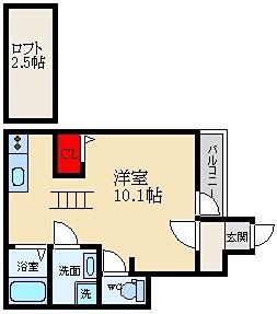 あんしん走谷08-1030(ワンルーム/1階)の間取り写真