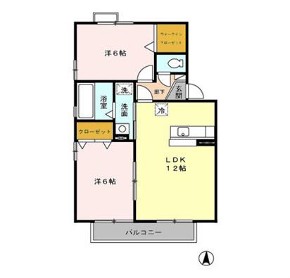 ロイヤルガーデン吉川 A(2LDK/1階)の間取り写真