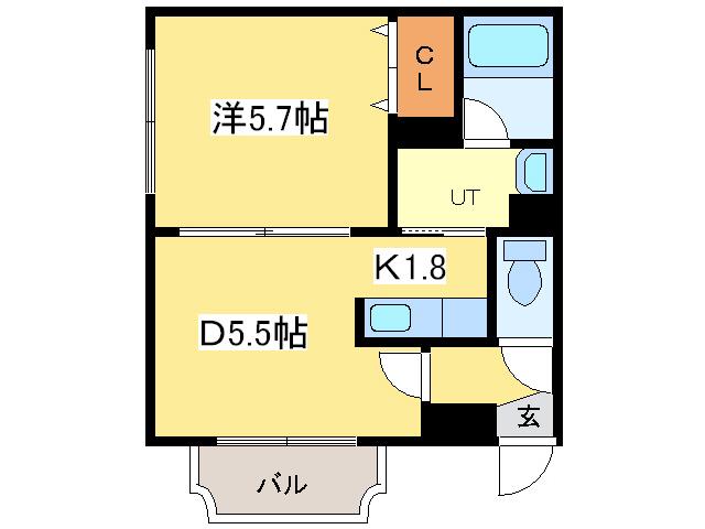 ハーモニーインターシティ環状通東(1DK/3階)の間取り写真
