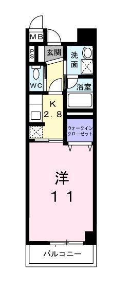 ボヌールドゥ(1K/2階)の間取り写真
