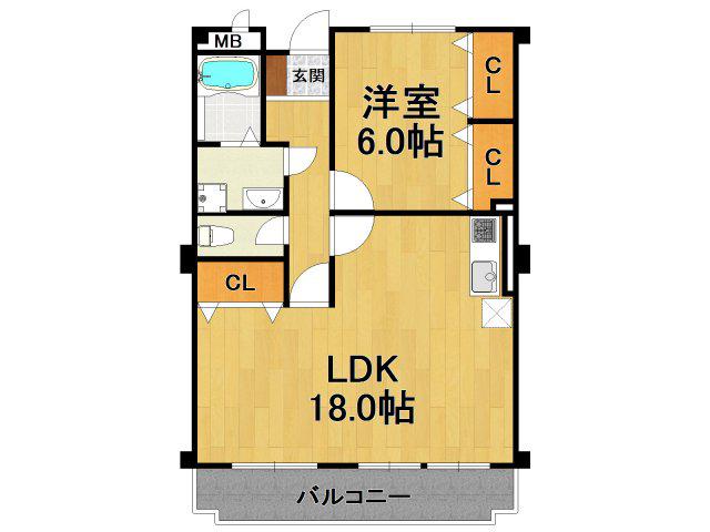 フリーダム中村(1LDK/1階)の間取り写真