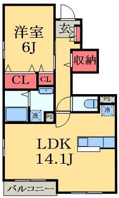 ポライトリーⅠ(1LDK/1階)の間取り写真