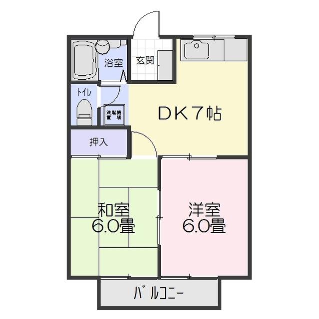 ルピナス生原(2DK/2階)の間取り写真