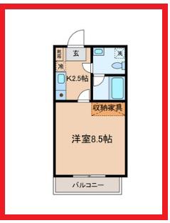 グランパパス(1K/4階)の間取り写真