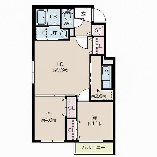 ファランドール新札幌I(2LDK/2階)の間取り写真