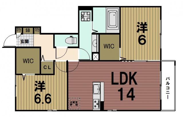 シエロII(2LDK/1階)の間取り写真