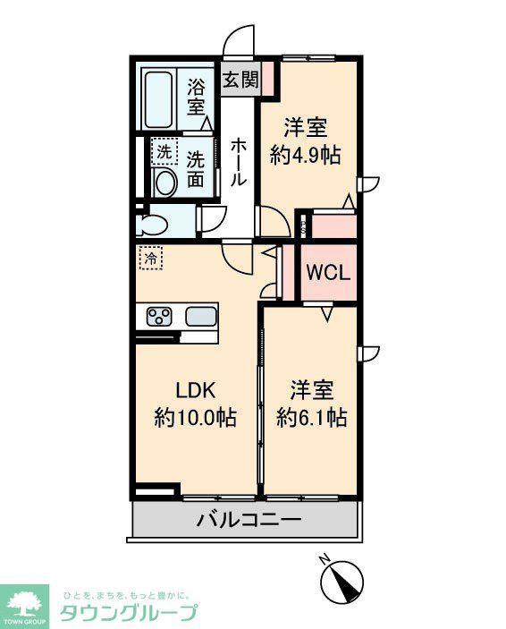 ハイムメゾン新狭山A(2LDK/3階)の間取り写真