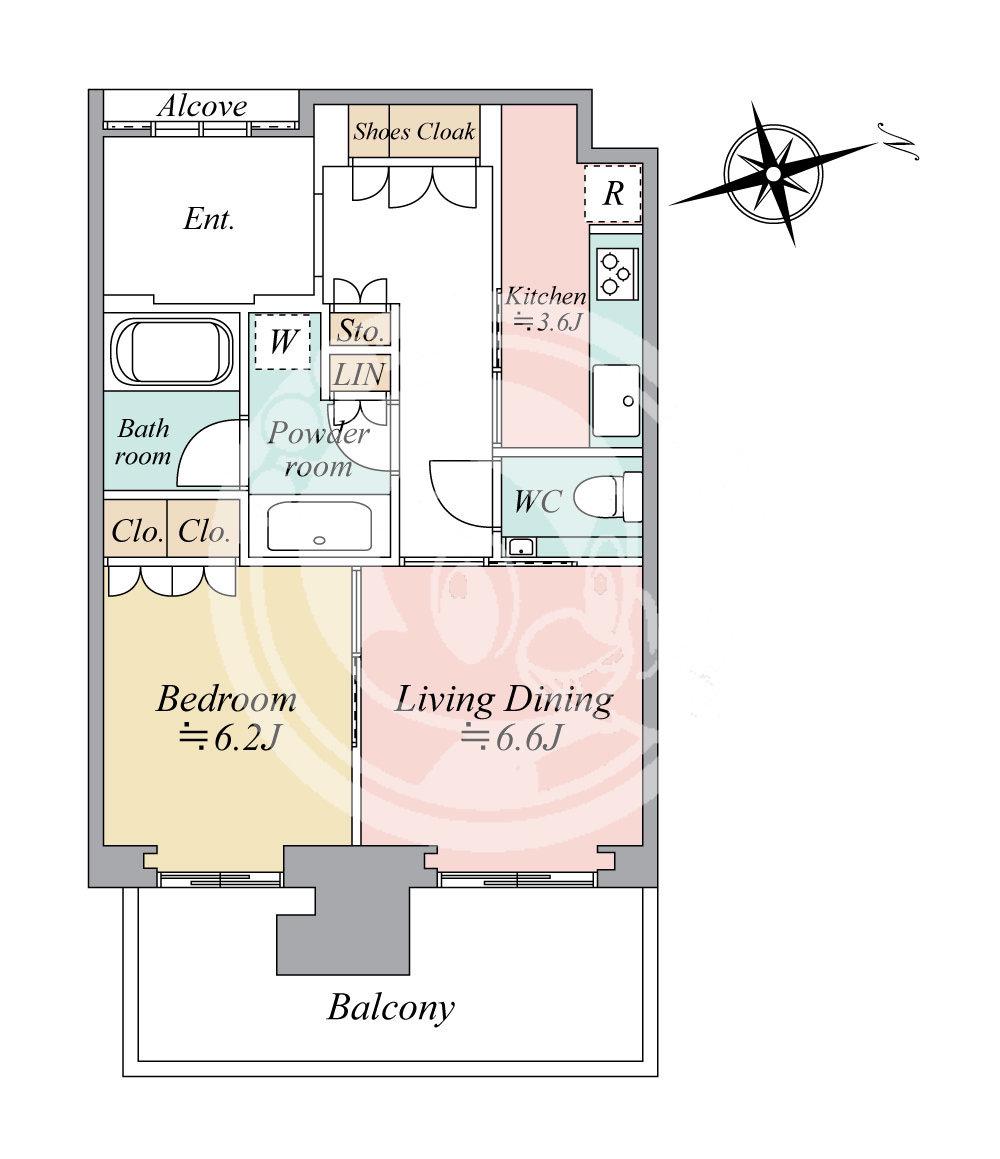 グラングリーン大阪 THE ノース RESIDENCE(1LDK/24階)の間取り写真