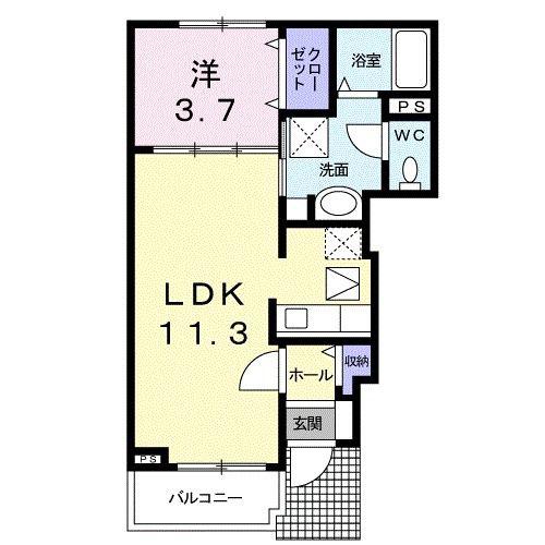 メゾンカサガミA(1LDK/1階)の間取り写真