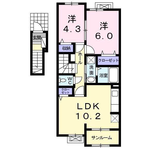 グランツIII(2LDK/2階)の間取り写真