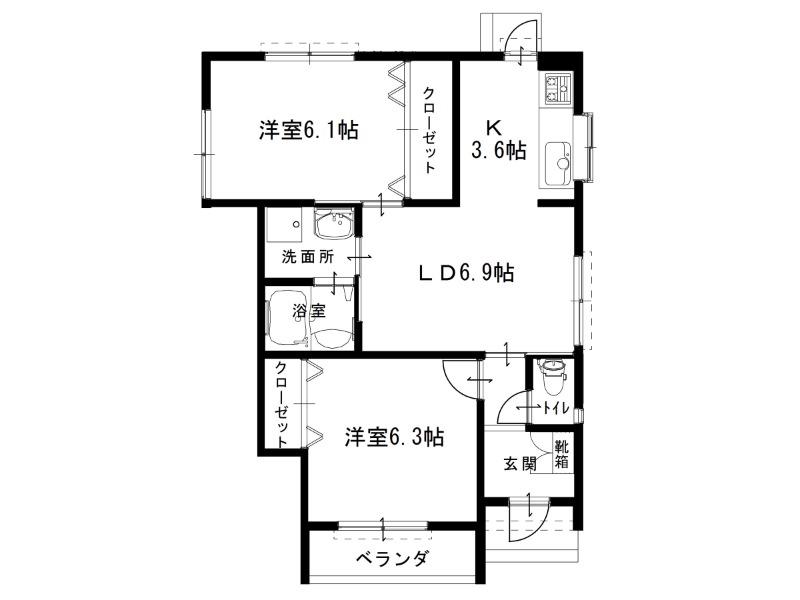 ルネス吉岡38号地(2LDK/1階)の間取り写真