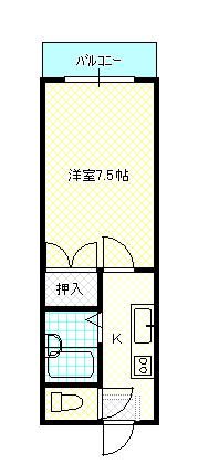 マンションモリヤ田中(1K/1階)の間取り写真