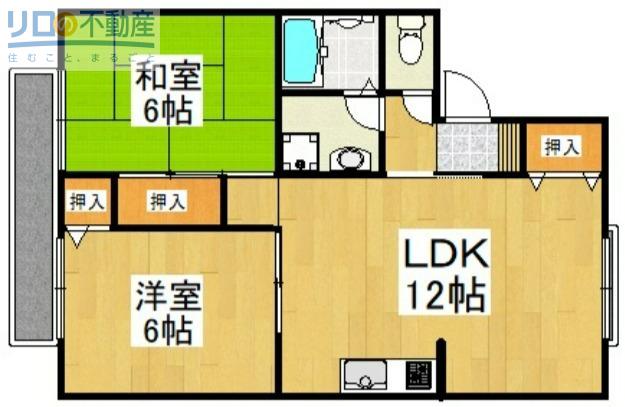 ラ・フォーレ安倉(2LDK/1階)の間取り写真