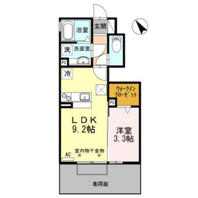 プレミール丸野(1LDK/1階)の間取り写真
