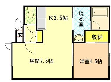 GLANZ(1LDK/1階)の間取り写真