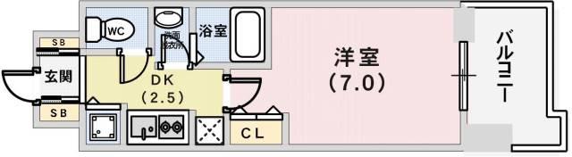 LAV神戸三宮(1K/8階)の間取り写真