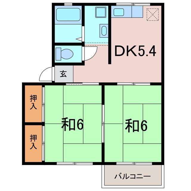 シティハイム サカイ A(2DK/2階)の間取り写真