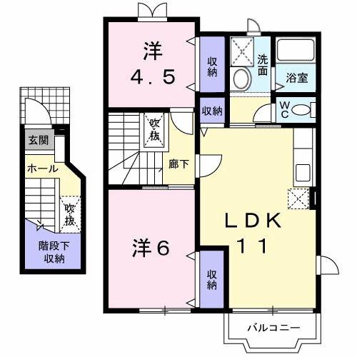 エトワールB(2LDK/2階)の間取り写真