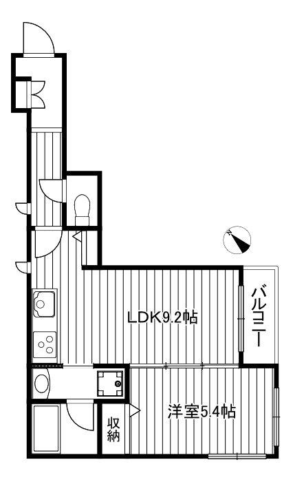 SOLIDE赤塚(1LDK/1階)の間取り写真