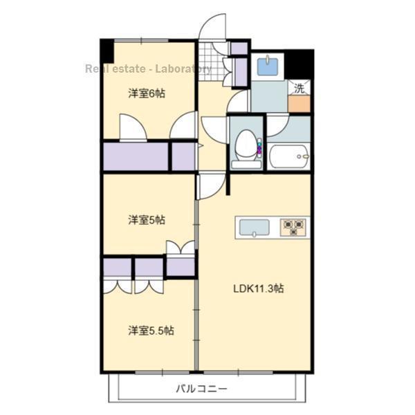 レーベン宮崎ONE TOWER(3LDK/3階)の間取り写真