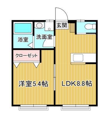 T・Hブランド(1LDK/1階)の間取り写真