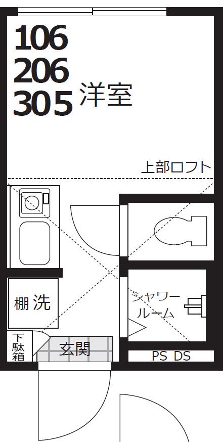 ONE CUBE 夏目坂(ワンルーム/2階)の間取り写真
