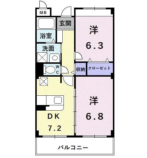 アロース(2DK/3階)の間取り写真