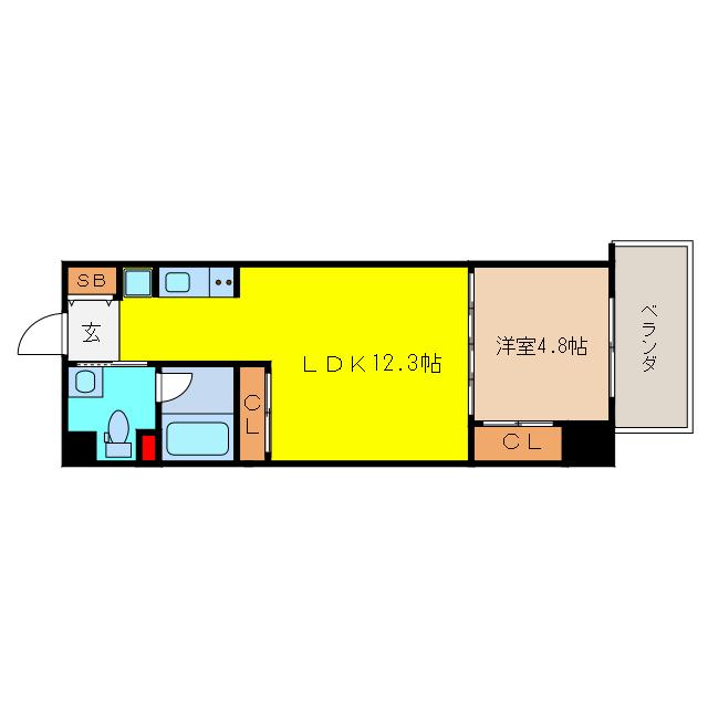 URESIDENCETENMABASHI(1LDK/2階)の間取り写真