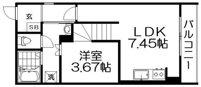 キャルムコート交野2番館(ワンルーム/1階)の間取り写真