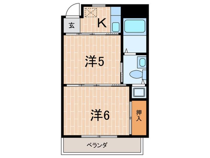 ヒルサイド北名次(2K/3階)の間取り写真