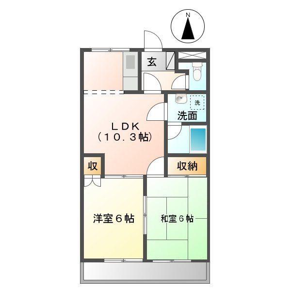 フォレスト赤池A棟(2LDK/2階)の間取り写真