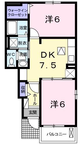サニースポットV(2DK/1階)の間取り写真