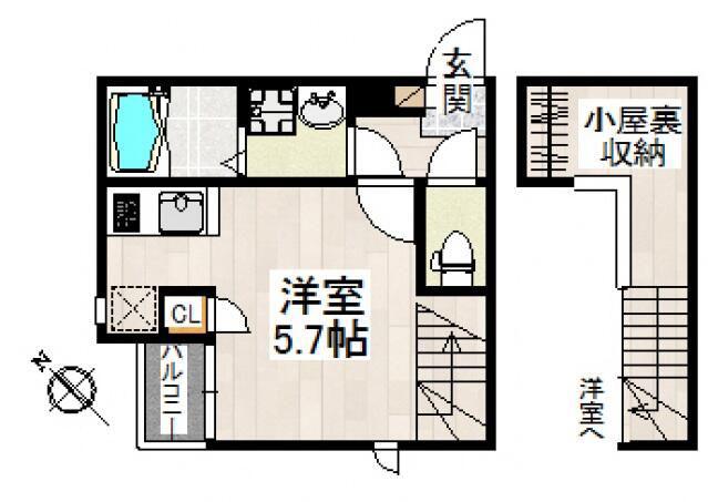 CB大和田スリージェ(1K/2階)の間取り写真