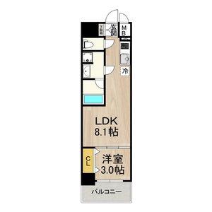 セノアタワー泉(1LDK/6階)の間取り写真