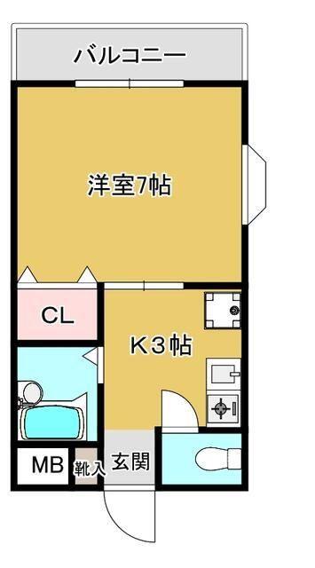 さくらビル(1K/3階)の間取り写真
