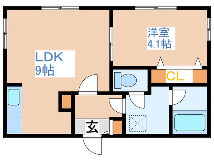 VIA LATTEA本通(1LDK/4階)の間取り写真
