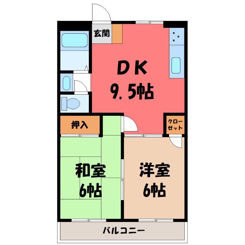 ラポール16(2DK/3階)の間取り写真