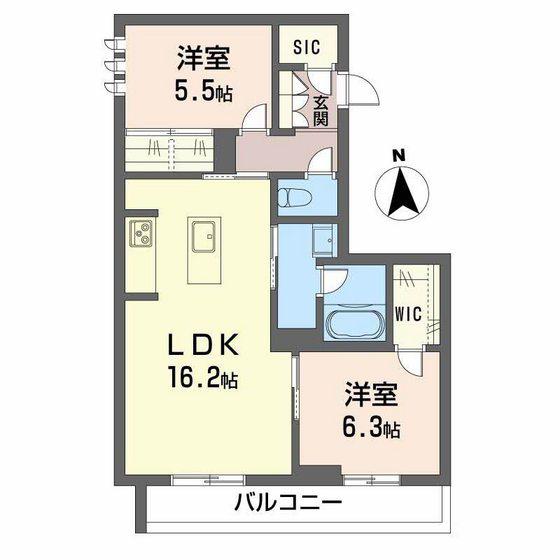 グランフィール(2LDK/2階)の間取り写真