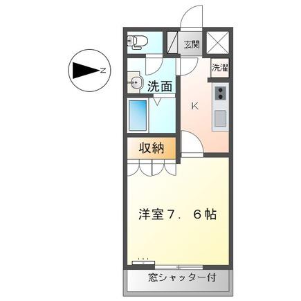 ファイブシャトーかすみ(1K/1階)の間取り写真