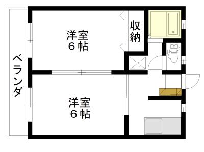 鈴木コーポA棟(2K/2階)の間取り写真
