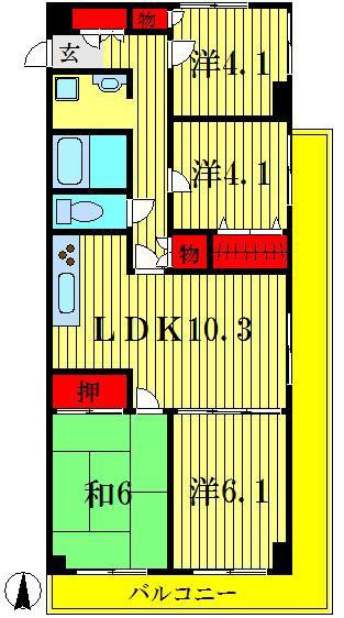 NTハイム三郷(4LDK/6階)の間取り写真