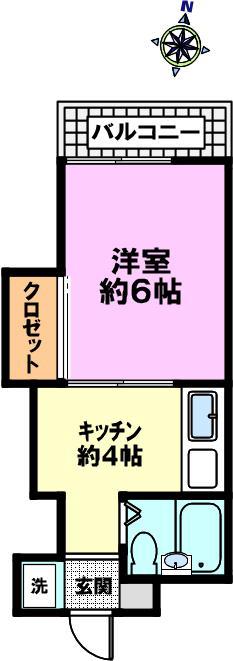 アドニス春日野(1K/4階)の間取り写真