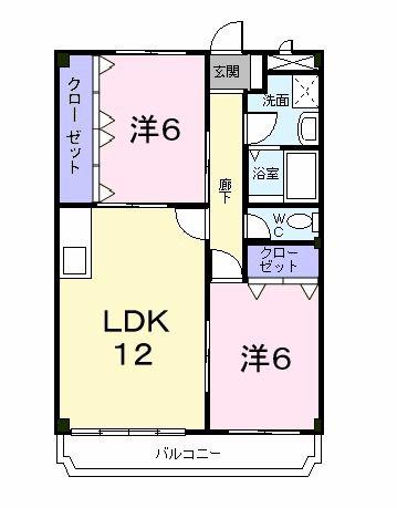 ニューマリッチ谷塚(2LDK/2階)の間取り写真