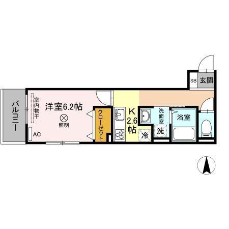 リッツレジデンスB棟(1K/1階)の間取り写真