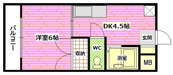 第8ガーデン(1DK/3階)の間取り写真