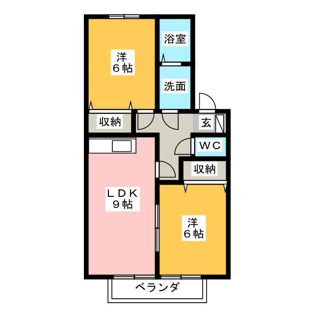 ウィルモアS(2LDK/2階)の間取り写真
