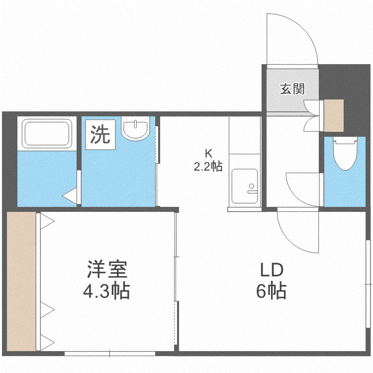 LAGUNA麻生(1LDK/3階)の間取り写真