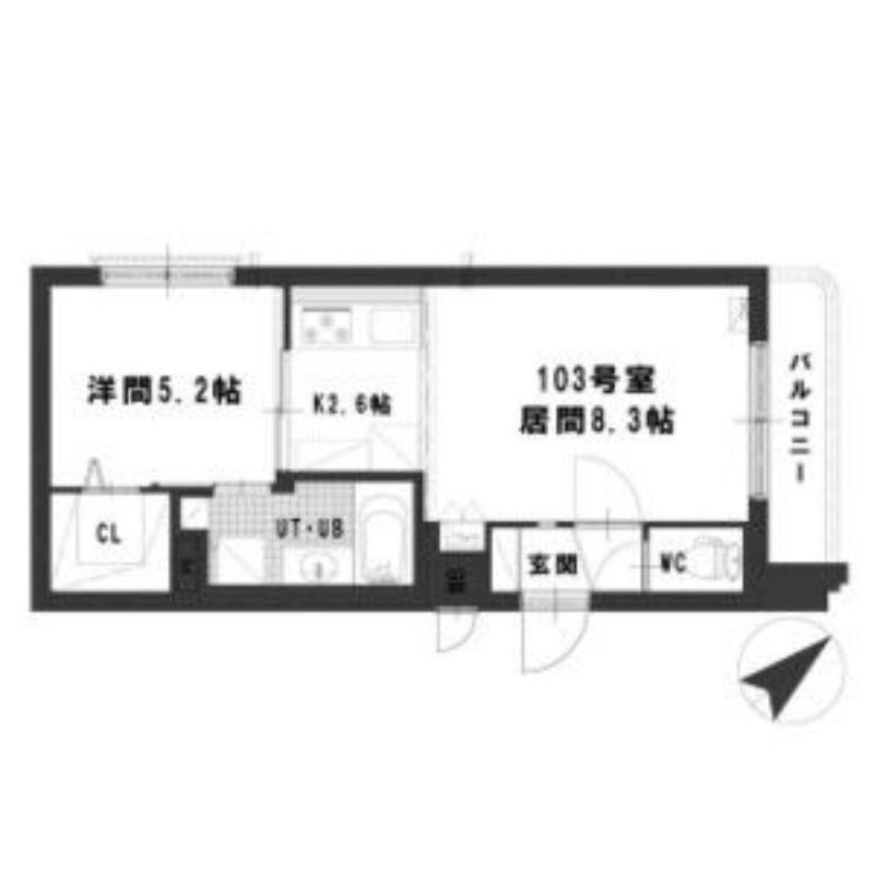 グランメール本郷通6A(1LDK/1階)の間取り写真