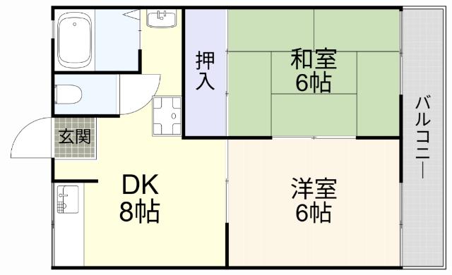 第2コーポ木畑(2DK/2階)の間取り写真
